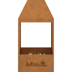 Rektangulært Bålsted i Forvitret Stål - Moderne Udendørs Pejs | Størrelse: 50x50x100 cm
