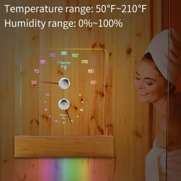 RGB saunatermometer - nøjagtige temperatur- og luftfugtighedsaflæsninger