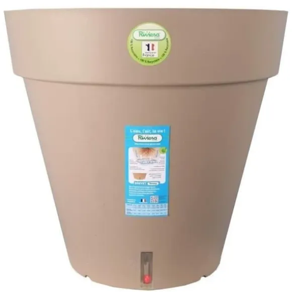RIVIERA Loft urtepotte med vandreserve - Rund - Ø 50 x H 46 cm - Taupe