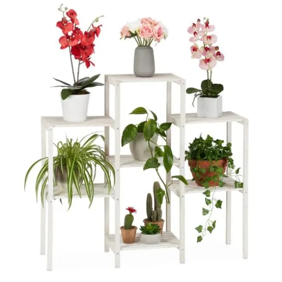 Robust blomsterhylde i træ, hvid