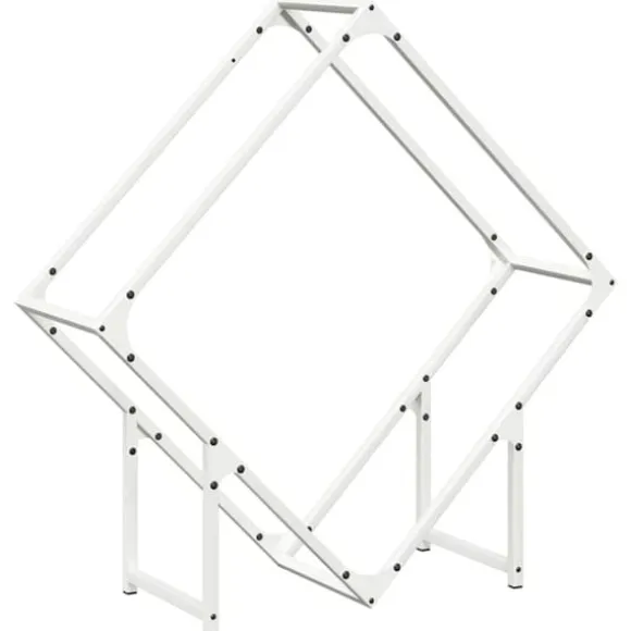 Robust brændestativ i koldvalset stål | Størrelse: 80x25x80 cm | Farve: Hvid