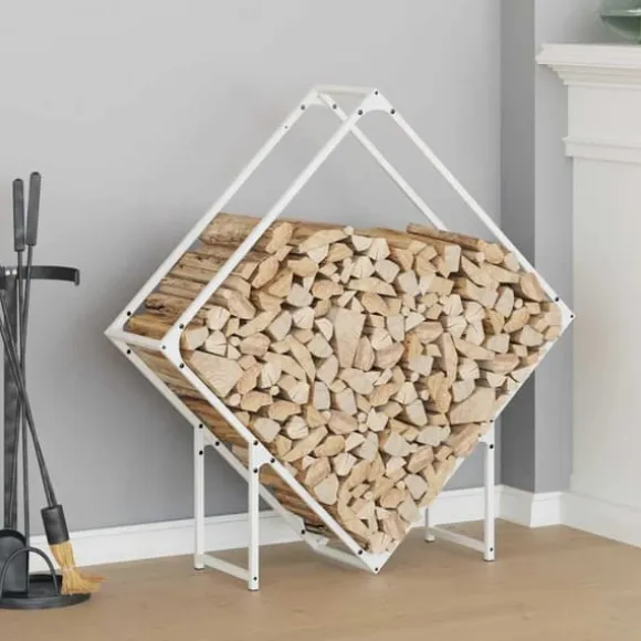 Robust brændestativ i koldvalset stål - Hvid | Størrelse: 100x25x100 cm
