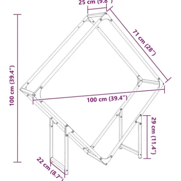 Robust brændestativ i koldvalset stål - Hvid | Størrelse: 100x25x100 cm