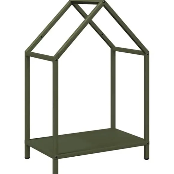 Robust brændestativ i koldvalset stål - Pejsebrændeholder | Farve: Olivengrøn | Størrelse: 40x25x60 cm