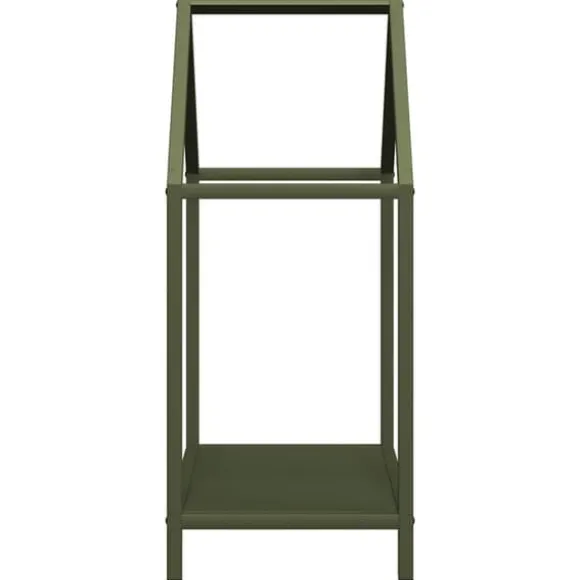 Robust brændestativ i koldvalset stål - Pejsebrændeholder | Farve: Olivengrøn | Størrelse: 40x25x60 cm
