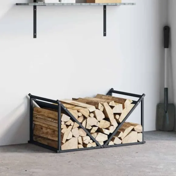Robust brændestativ i koldvalset stål - Brændeholder | Farve: Antracitgrå | Størrelse: 70x43x34,5 cm