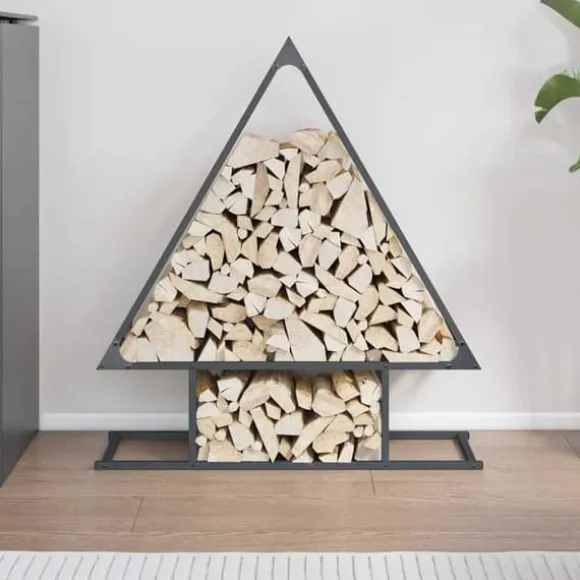 Robust brændestativ i koldvalset stål | 80x25x90 cm | Farve: Antracitgrå