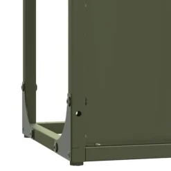 Robust brændestativ i koldvalset stål | Størrelse: 25x25x100 cm | Farve: Olivengrøn