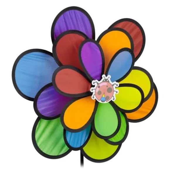 Robust farverig vindmølle med blomstermotiv