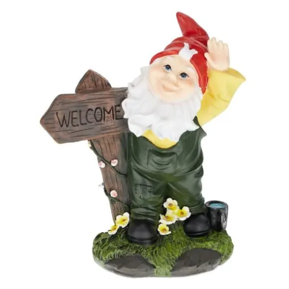 Robust havenisse med velkomstskilt