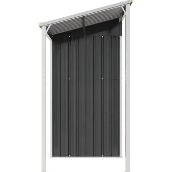 Robust haveskur i stål med udvidet tag - Optimeret opbevaring | Farve: Antracitgrå | Størrelse: 277x107x181 cm