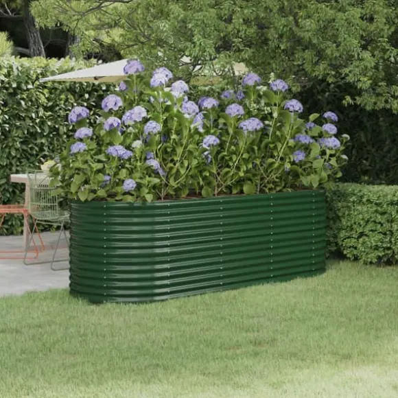 Robust plantekasse i galvaniseret stål - Højbed | Størrelse: 224x80x68 cm | Farve: Grøn