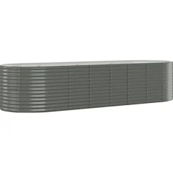 Robust plantekasse i galvaniseret stål | Størrelse: 322x100x68 cm | Farve: Grå