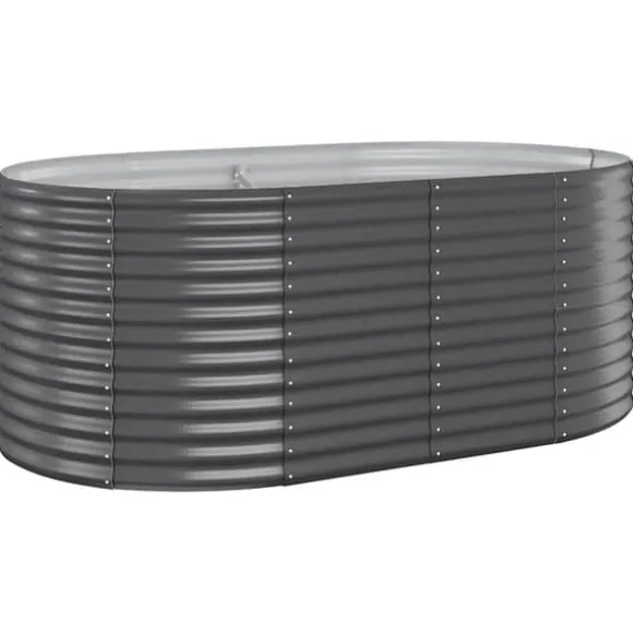 Robust plantekasse i galvaniseret stål - Højbed | Farve: Antracitgrå | Størrelse: 175x100x68 cm