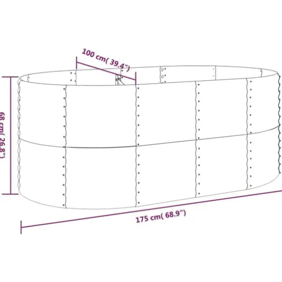 Robust plantekasse i galvaniseret stål - Højbed | Farve: Antracitgrå | Størrelse: 175x100x68 cm
