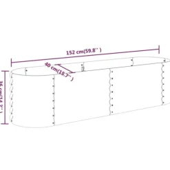 Robust plantekasse i galvaniseret stål | Størrelse: 152x40x36 cm | Farve: Sølv