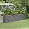 Robust plantekasse i galvaniseret stål | Størrelse: 296x80x68 cm | Farve: Grå