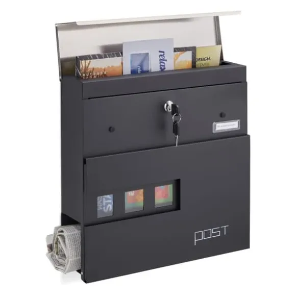 Robust postkasse med avisrum