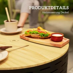 Rootz 3 -i -1 Fire Bowl - Pejs - Grill - Rust Resistant - Rustfrit stål - 60 cm x 60 cm x 39 cm
