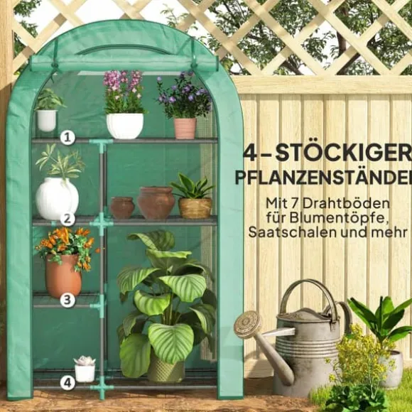 Rootz 4 -trins mini -grønhus - bærbart plantehus - tomatproducent - UV -beskyttelse - 100 x 45 x 160 cm