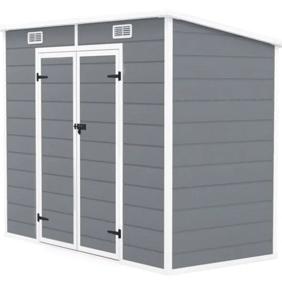 Rootz 2,4 x 1,3 m havehus - skur - opbevaringsenhed - vejr og UV -resistent - 238 cm x 125 cm x 165/183 cm - grå