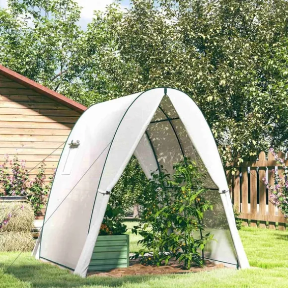 Rootz Arched Greenhouse - Plante Nursery - Gardening Shelter - Vejrbeskyttelse - 1,8 x 1,8 x 2 m - Hvid