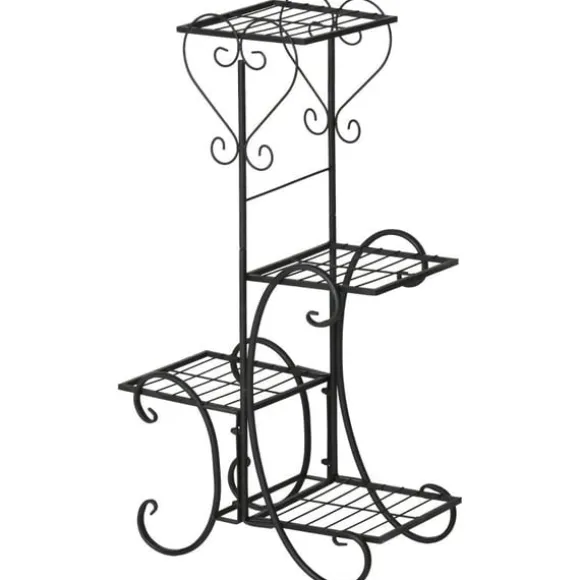 Rootz blomsterstativ - metal blomsterstativ - 4 niveauer plantehylde - blomsterstige - blomsterstativ til indendørs og udendørs - Have - Balkon - Sort | CDON