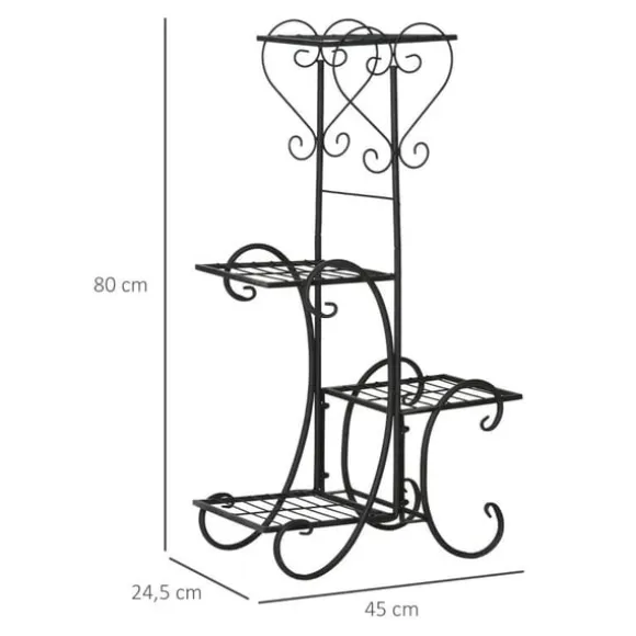 Rootz blomsterstativ - metal blomsterstativ - 4 niveauer plantehylde - blomsterstige - blomsterstativ til indendørs og udendørs - Have - Balkon - Sort | CDON