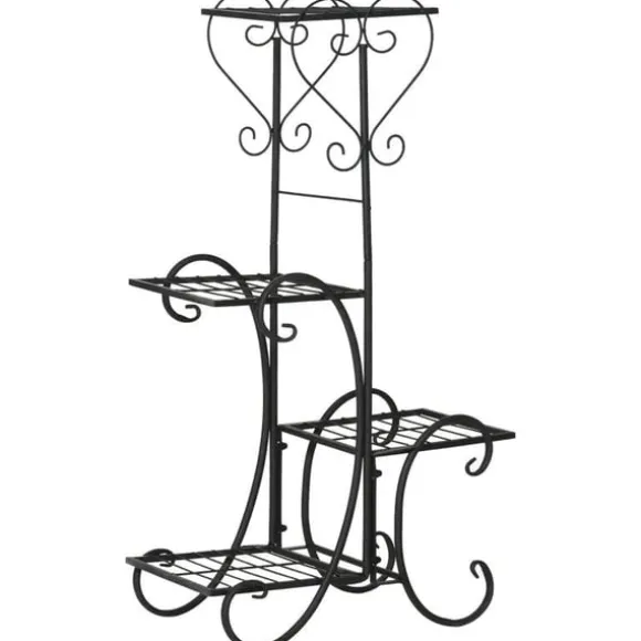 Rootz blomsterstativ - metal blomsterstativ - 4 niveauer plantehylde - blomsterstige - blomsterstativ til indendørs og udendørs - Have - Balkon - Sort | CDON