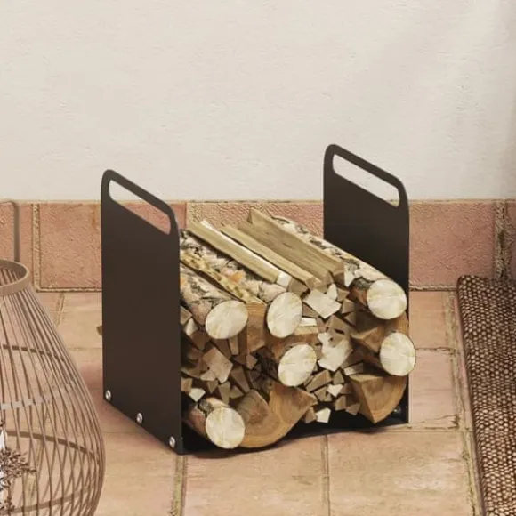 Rootz Brændestativ - Brændeholder - Træopbevaring - Praktiske tophåndtag - Pulverlakeret stål - 36,5 cm x 30 cm x 36 cm