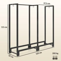 Rootz Brændestativ - Brændestativ - Optændingsorganisator - Holder 200 kg - Pulverlakeret stål - 123cm x 32cm x 115cm