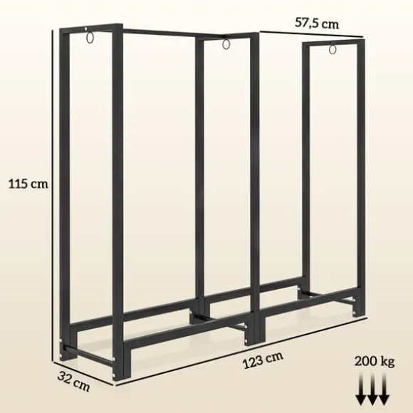 Rootz Brændestativ - Brændestativ - Optændingsorganisator - Holder 200 kg - Pulverlakeret stål - 123cm x 32cm x 115cm