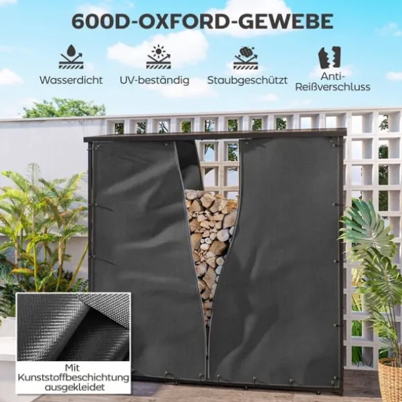 Rootz Brændestativbetræk Sæt - Brændeholder - Beskyttelsesbetræk - 600D Oxford Polyester - Vejrbestandig - 176cm x 175cm x 163cm