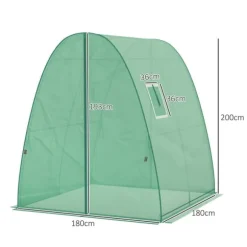 Rootz buet drivhus - folie tomathus - bærbart planteskylling - stabilitet og optimal ventilation - 1,8 x 1,8 x 2 m