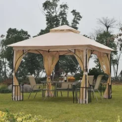 Rootz Castile Garden Gazebo - Sort, Brun - Metal, Polyester - 118,11 cm x 118,11 cm x 108,27 cm