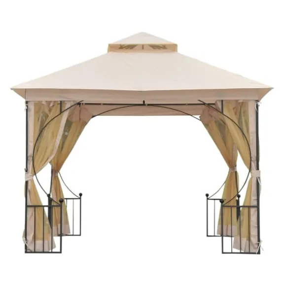 Rootz Castile Garden Gazebo - Sort, Brun - Metal, Polyester - 118,11 cm x 118,11 cm x 108,27 cm