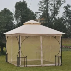Rootz Castile Garden Gazebo - Sort, Brun - Metal, Polyester - 118,11 cm x 118,11 cm x 108,27 cm