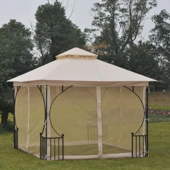 Rootz Castile Garden Gazebo - Sort, Brun - Metal, Polyester - 118,11 cm x 118,11 cm x 108,27 cm