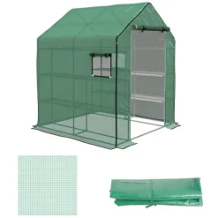 Rootz Drivhus - Cold Frame Drivhus - Film Drivhus - Rulledøre - UV-bestandig - Grøn - 140cm x 143cm x 190cm