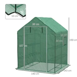 Rootz Drivhus - Cold Frame Drivhus - Film Drivhus - Rulledøre - UV-bestandig - Grøn - 140cm x 143cm x 190cm