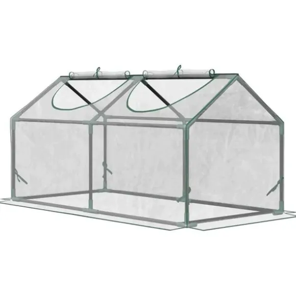 Rootz Drivhus - Folie Drivhus Med Vindue - PVC Drivhus - Tomat Hus - Kold Ramme - Gennemsigtig - 120 x 60 x 60 cm