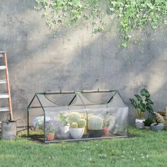 Rootz Drivhus - Folie Drivhus Med Vindue - PVC Drivhus - Tomat Hus - Kold Ramme - Gennemsigtig - 120 x 60 x 60 cm