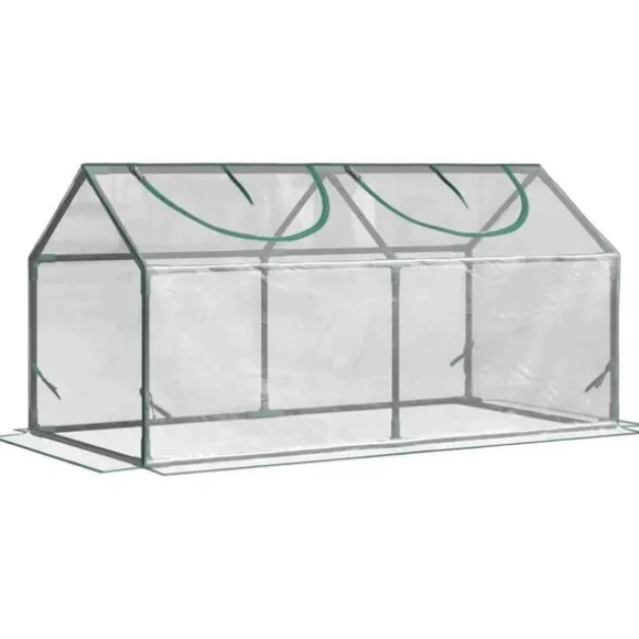 Rootz Drivhus - Folie Drivhus Med Vindue - PVC Drivhus - Tomat Hus - Kold Ramme - Gennemsigtig - 120 x 60 x 60 cm
