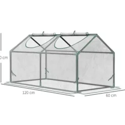 Rootz Drivhus - Folie Drivhus Med Vindue - PVC Drivhus - Tomat Hus - Kold Ramme - Gennemsigtig - 120 x 60 x 60 cm