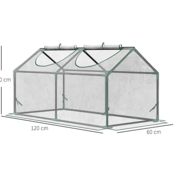 Rootz Drivhus - Folie Drivhus Med Vindue - PVC Drivhus - Tomat Hus - Kold Ramme - Gennemsigtig - 120 x 60 x 60 cm