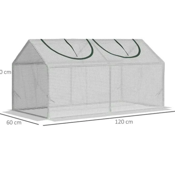 Rootz Drivhus - Folie Drivhus Med Vindue - PE Drivhus - Tomathus - Kold Ramme - Hvid - 120 x 60 x 60 cm