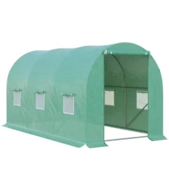 Rootz Drivhus - Walk-in Drivhus - Folie Drivhus - Tomat Drivhus - Folie Tunnel - Grøn - 395 X 195 X 190 Cm