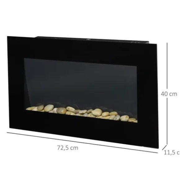 Rootz elektrisk pejs - Indendørs varmelegeme - Vægmonteret brandskærm - Sikker og stilfuld - 72,5W x 11,5D x 40H cm