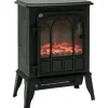 Rootz elektrisk pejs - LED Flames - 1000/2000 W - Justerbar temperatur - Lysstyrke - Metal - 39 x 23 x 56,5 cm