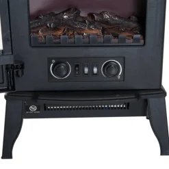 Rootz elektrisk pejs - LED Flames - 1000/2000 W - Justerbar temperatur - Lysstyrke - Metal - 39 x 23 x 56,5 cm